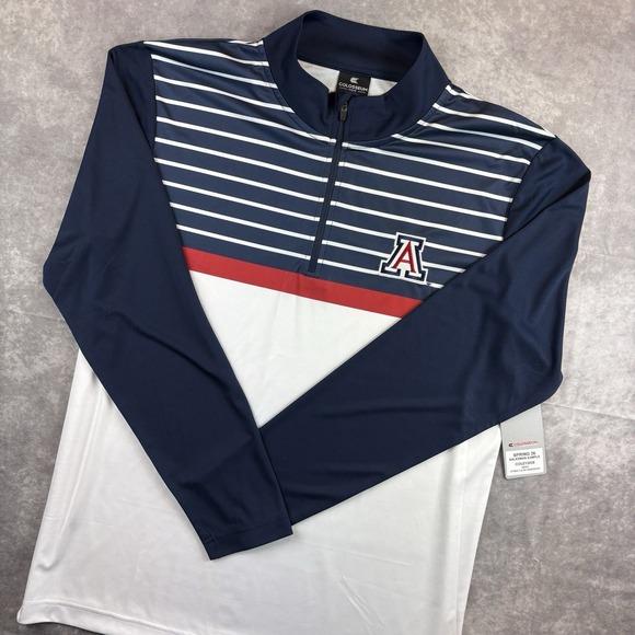 Colosseum Athletics Other - Arizona Wildcats Sweater Mens L White Colorblock 1/4 Zip Pullover Preppy NEW
